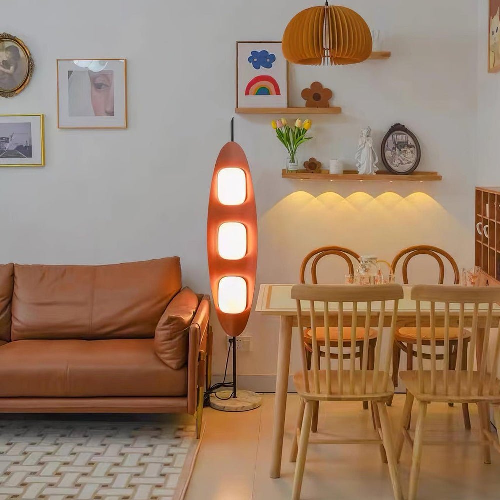 Floor Lamp with Wooden Body and Integrated Light Panels