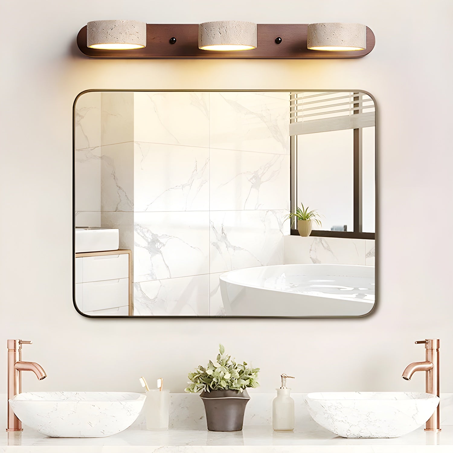 Modern Travertine  Duo Wall Light