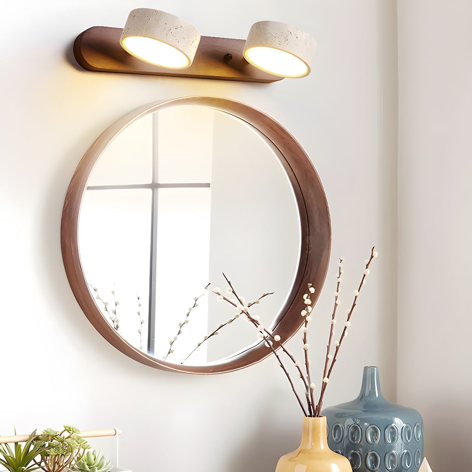 Modern Travertine  Duo Wall Light