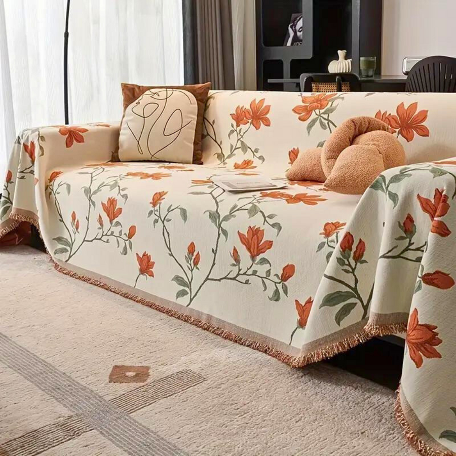Vintage Floral Chenille Couch Cover