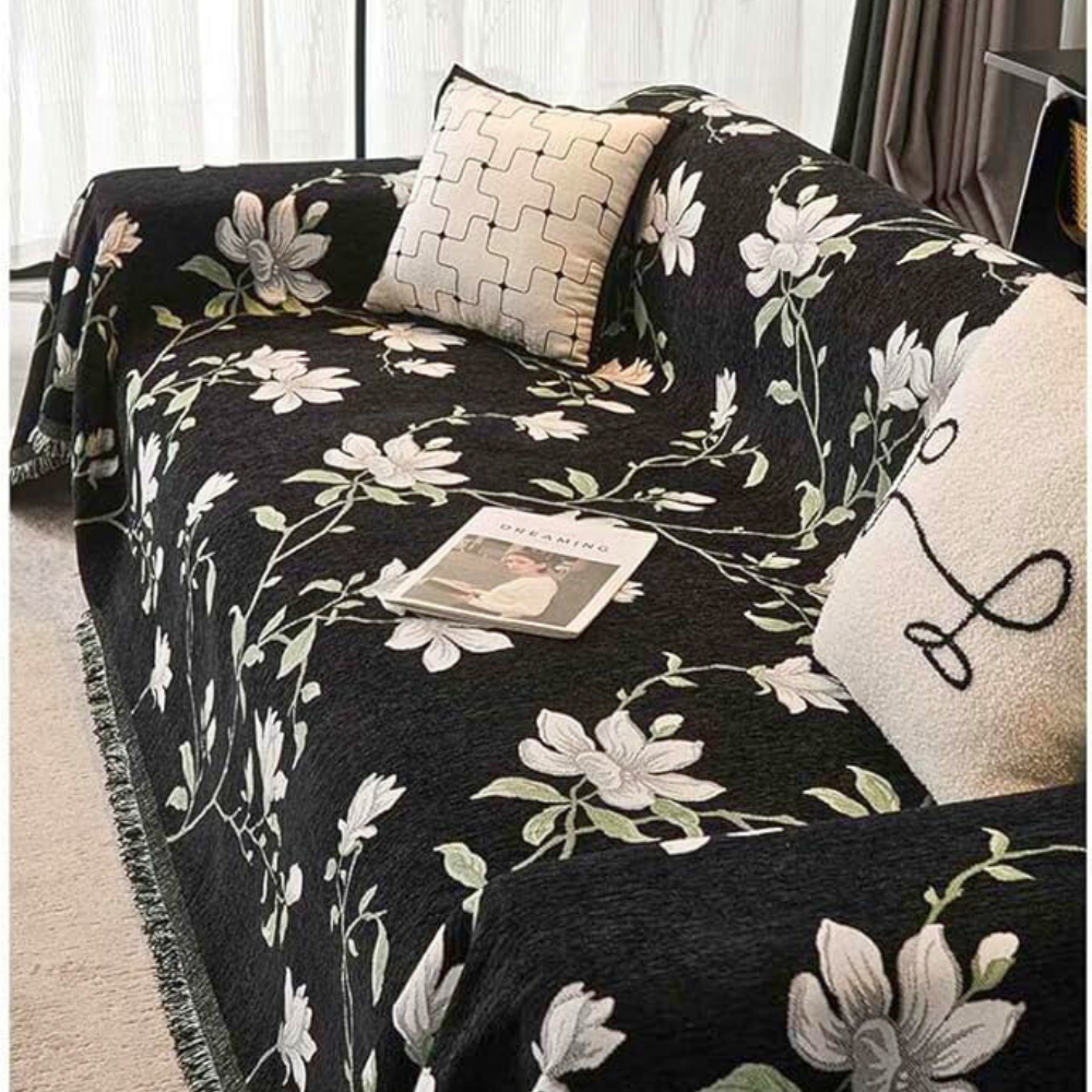 Vintage Floral Chenille Couch Cover