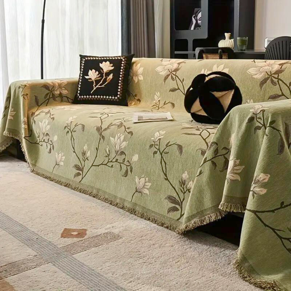 Vintage Floral Chenille Couch Cover