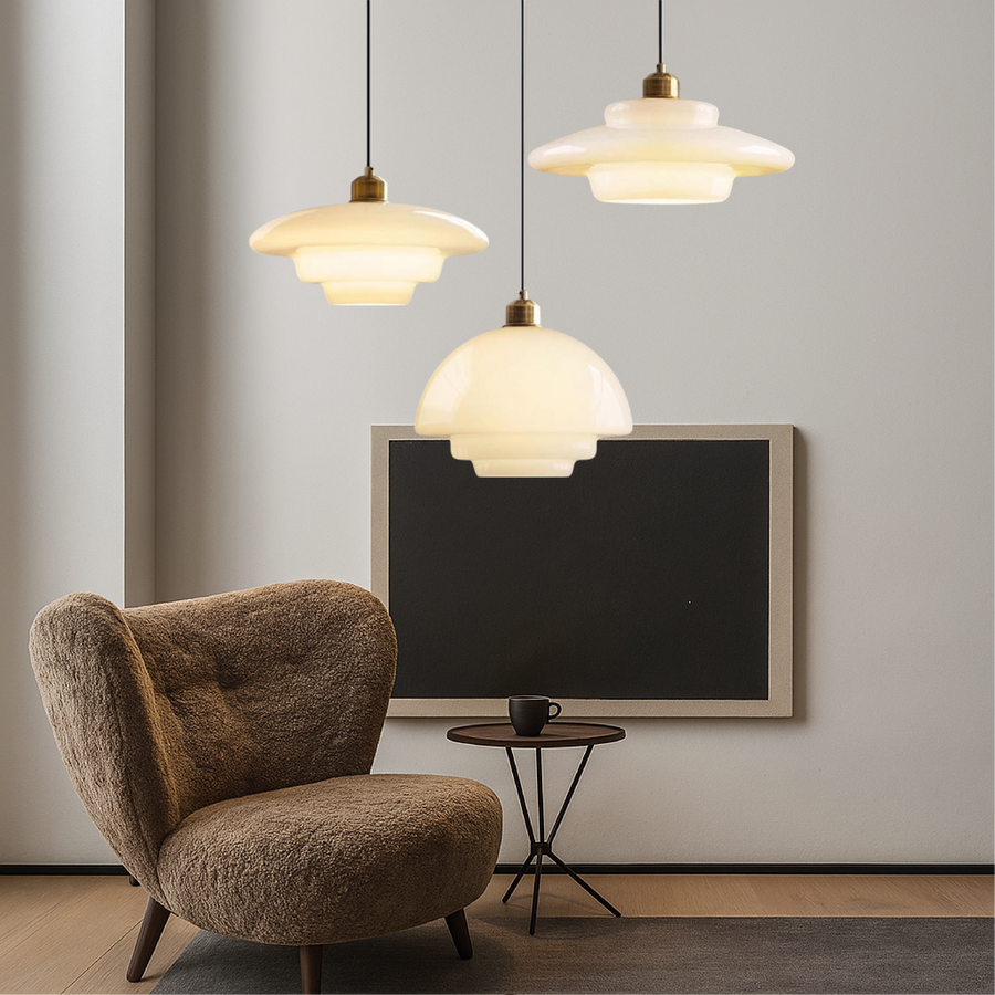 Vintage Milky Glass Hanging Lamp