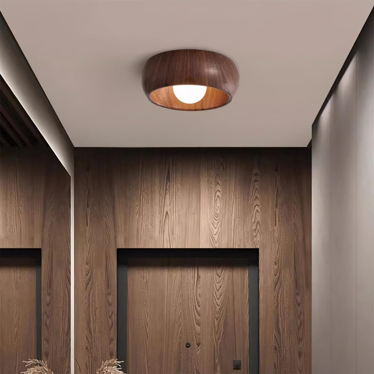 Modern Ceiling Light Wood Flush Mount Minimalist LED Fixture