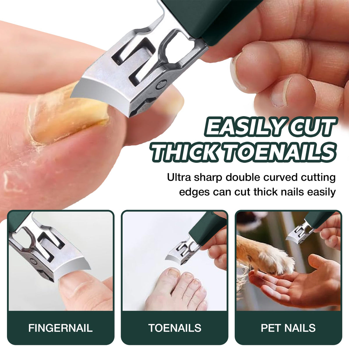 Heavy Duty Toenail Clippers | Wide Jaw Nail Cutter for Thick Nails
