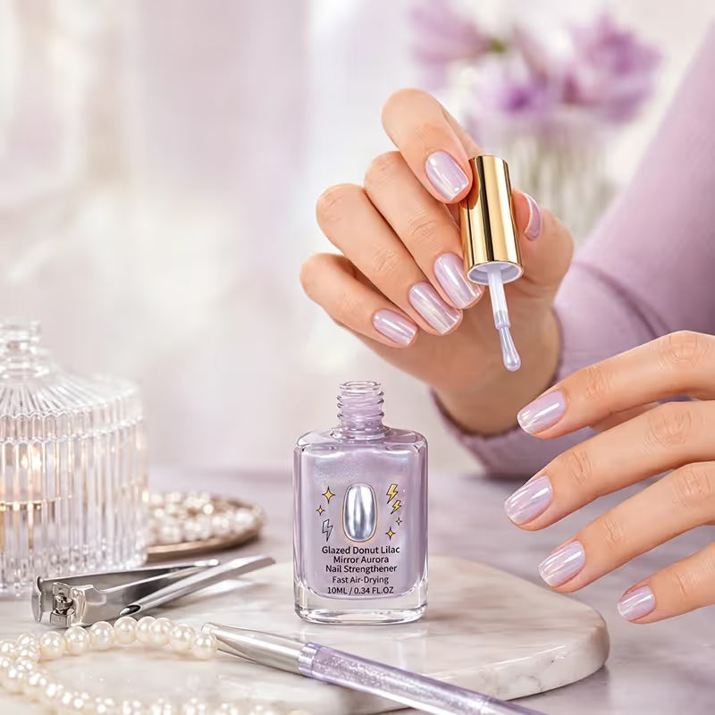 Chrome Lilac Glossy Mirror Nail Strengthener