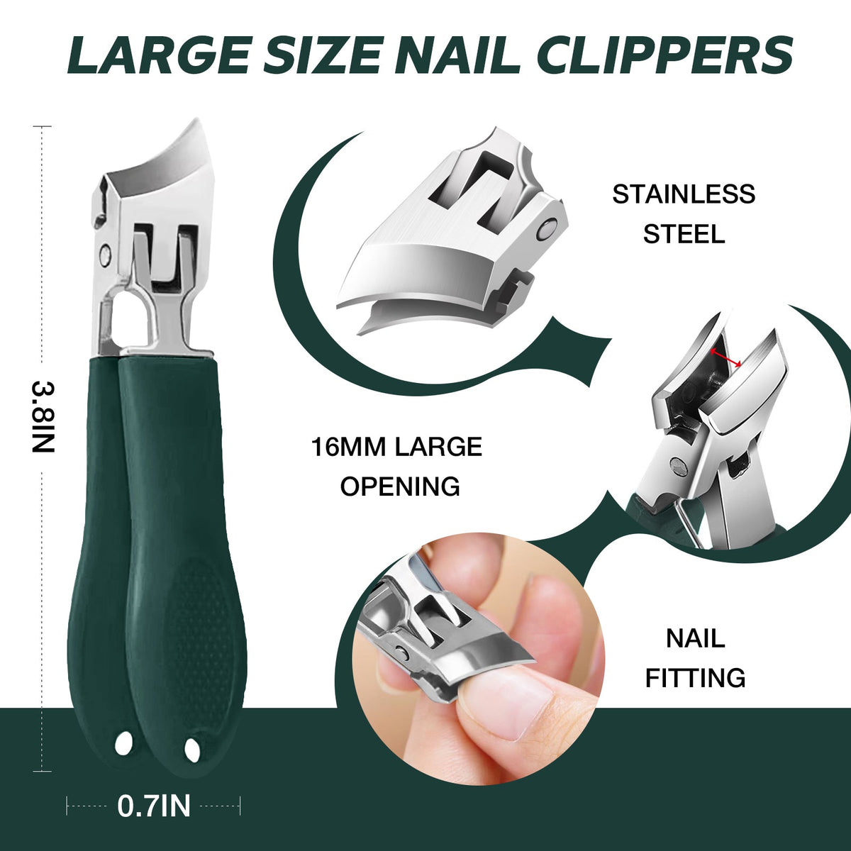 Heavy Duty Toenail Clippers | Wide Jaw Nail Cutter for Thick Nails