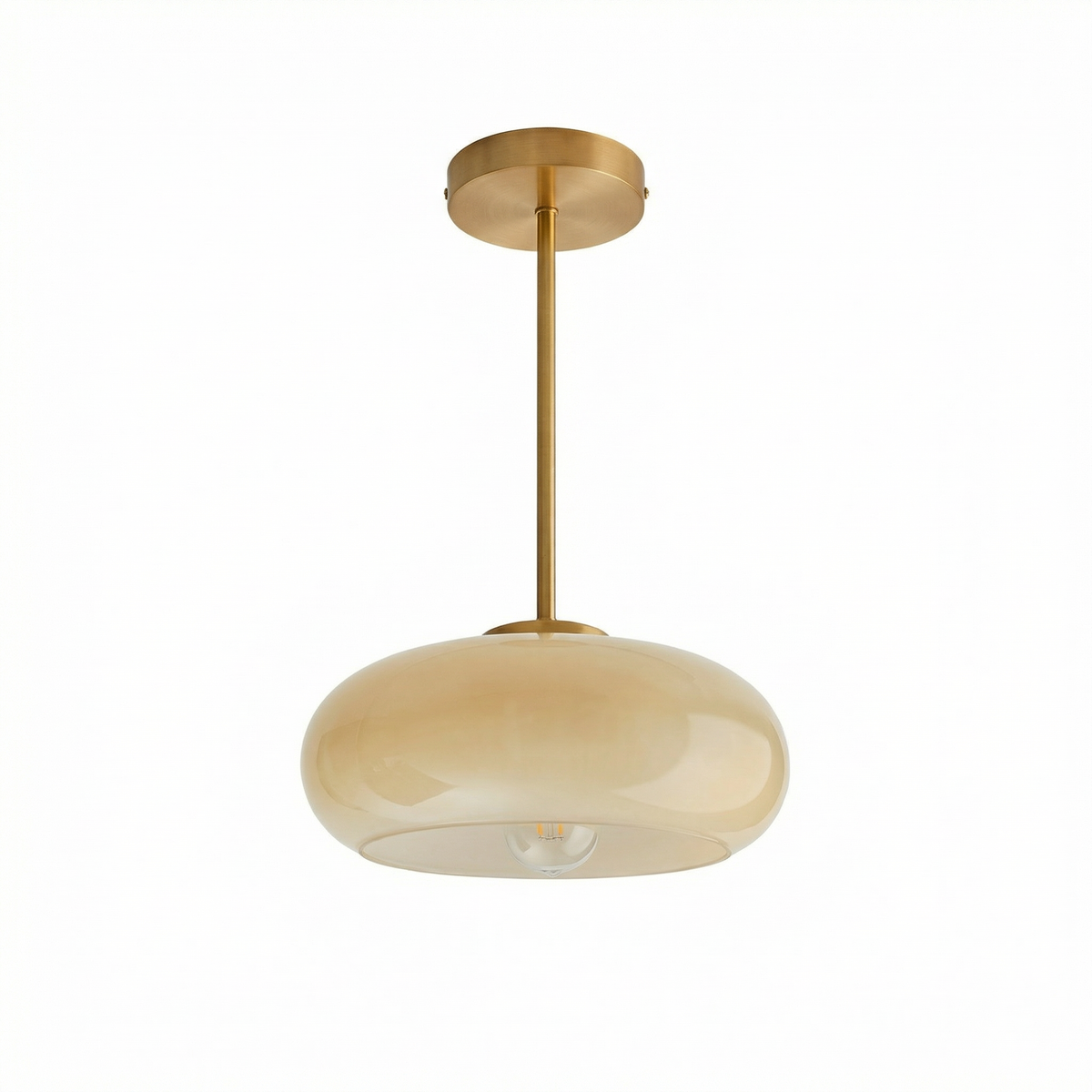 Nordic Vintage Copper & Amber Glass Ceiling Light