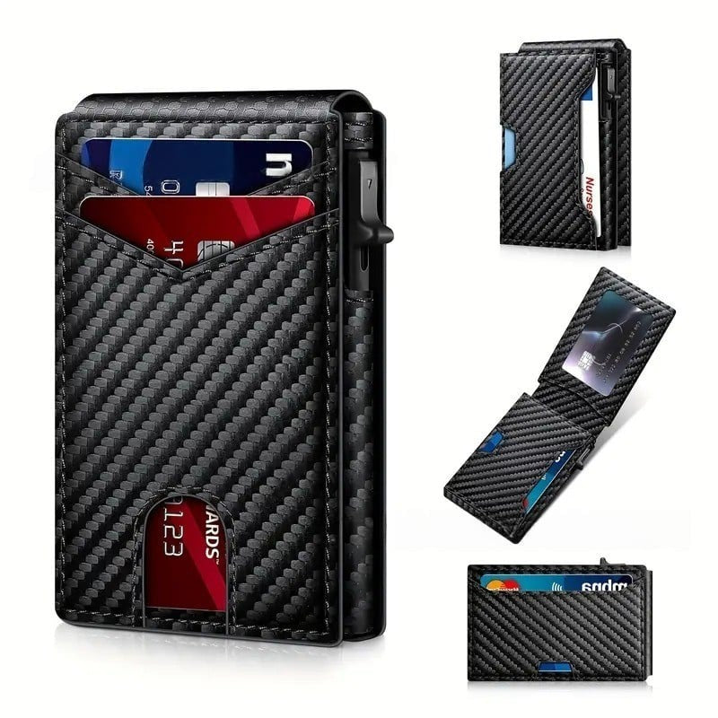 Slim RFID Wallet with Pop-Up Card Holder & Money Clip
