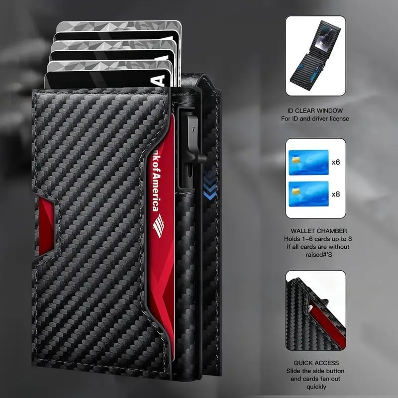 Slim RFID Wallet with Pop-Up Card Holder & Money Clip