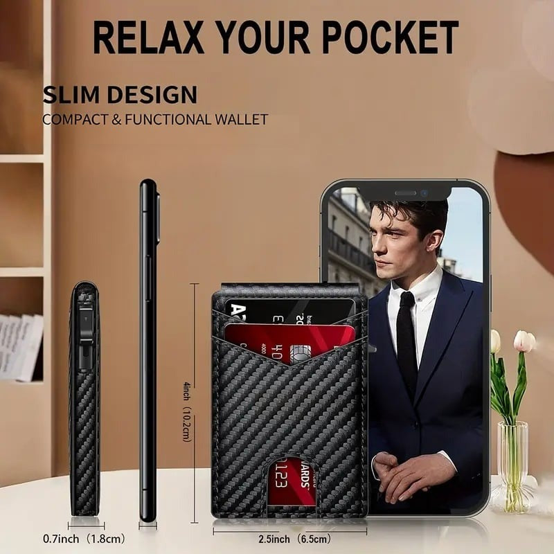 Slim RFID Wallet with Pop-Up Card Holder & Money Clip