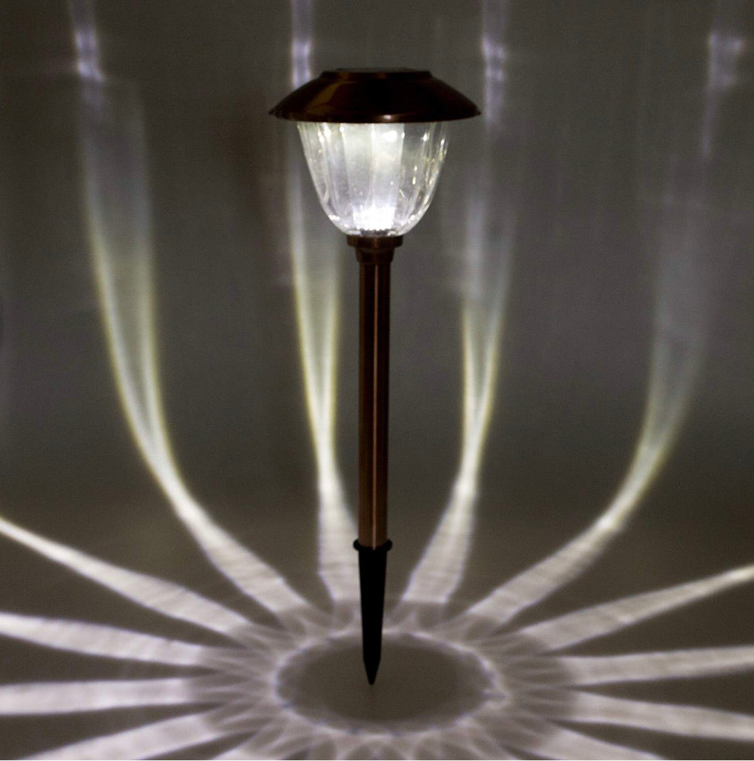 Set of 8 Solar Garden Path Lights with Metal Cap and Clear Glass