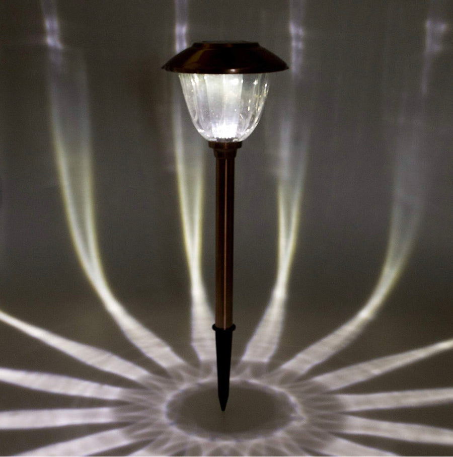 Set of 8 Solar Garden Path Lights with Metal Cap and Clear Glass