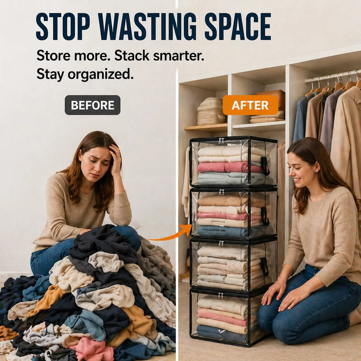 Heavy-Duty Transparent Storage Boxes with Easy-Open Lids