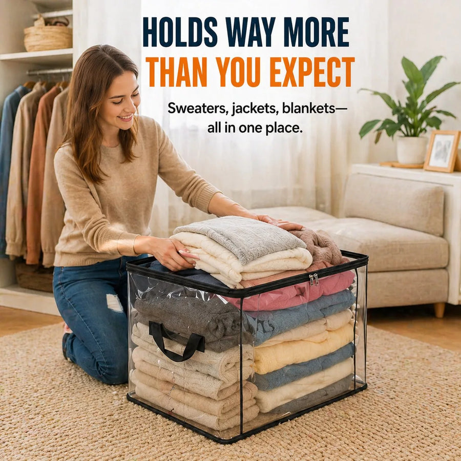 Heavy-Duty Transparent Storage Boxes with Easy-Open Lids