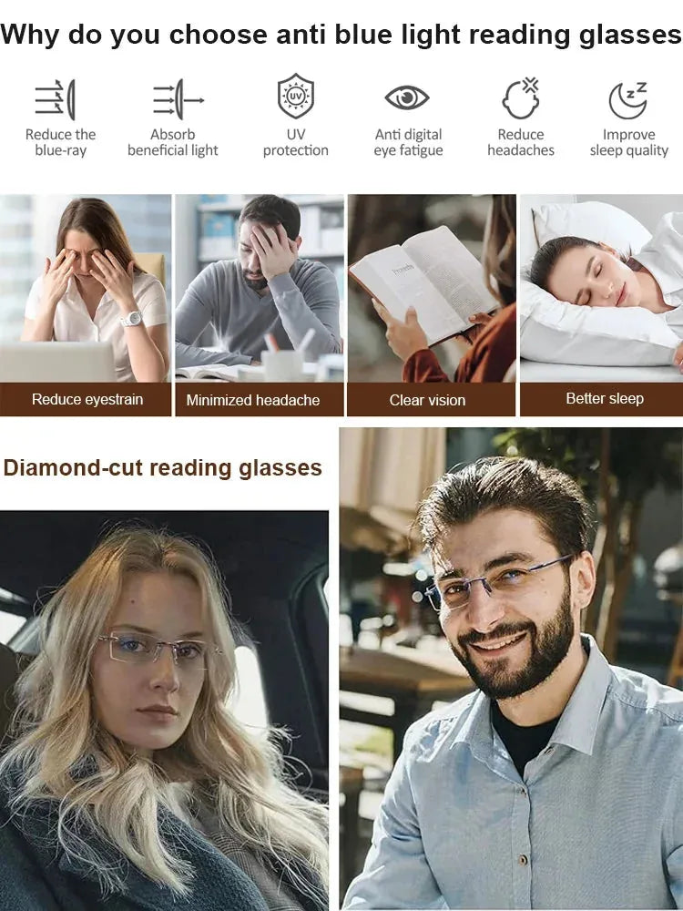 Frameless Diamond-Cut Blue Light Glasses