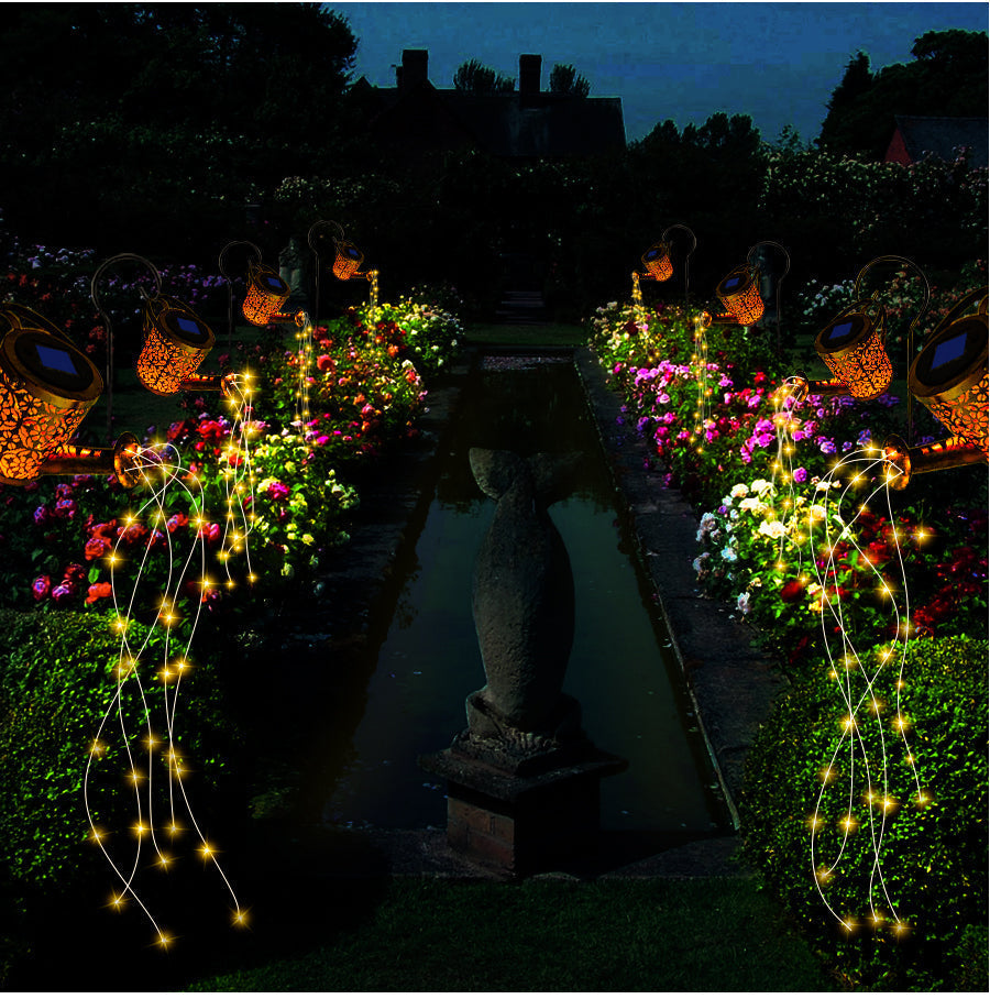 Watering Can Solar Garden Light with Cascading LED Glow