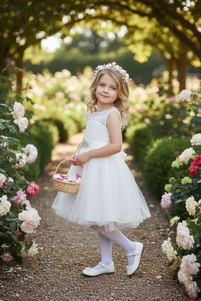 FRANCY WHITE DRESS & BELT SET