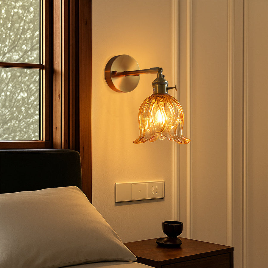 Vintage Flower Glass Wall Light